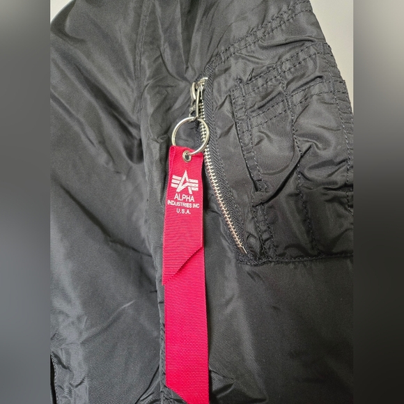 ALPHA INDUSTRIES Longline Bomber Flight Jacket With Orange Interior. Size M - Picture 7 of 16